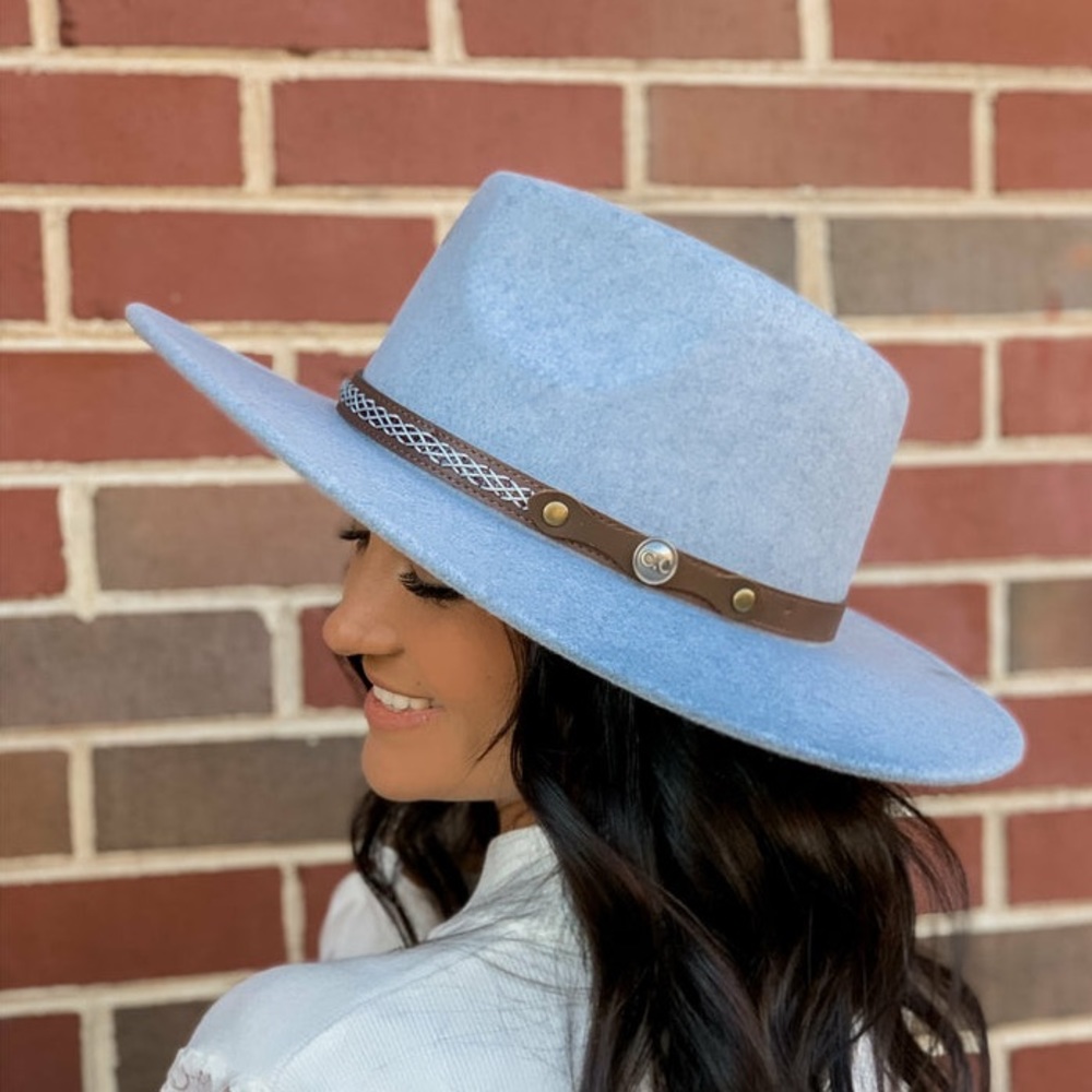 CC Heather Beige Panama Wide Brim Felt Hat